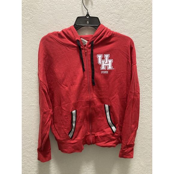 PINK with 5th ocean UH Houston Cougars red full zip Hoodie | Embroidered | Small - Picture 1 of 9
